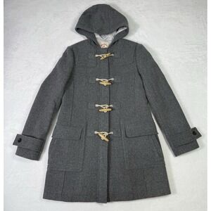 Brooks Brothers Gray Fleece Coat Women's 0 Wool Hooded Duffle Toggle Pockets NEW